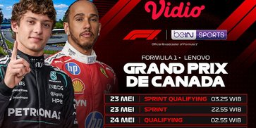 Jadwal dan Link Live Streaming F1 Lenovo Grand Prix du Canada 2026 di Vidio Jadwal dan Link Live Streaming F1 Lenovo Grand Prix du Canada 2026 di Vidio