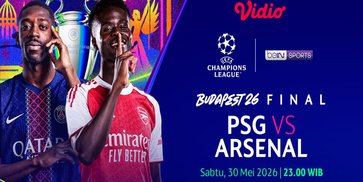 Catat Jadwal dan Link Siaran Langsung Liga Champions 2025/26 Final: PSG vs Arsenal di Vidio Catat Jadwal dan Link Siaran Langsung Liga Champions 2025/26 Final: PSG vs Arsenal di Vidio