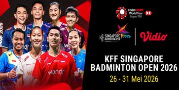 Saksikan BWF KFF Singapore Badminton Open 2026: Cek Jadwal Live Streaming di Vidio! Saksikan BWF KFF Singapore Badminton Open 2026: Cek Jadwal Live Streaming di Vidio!