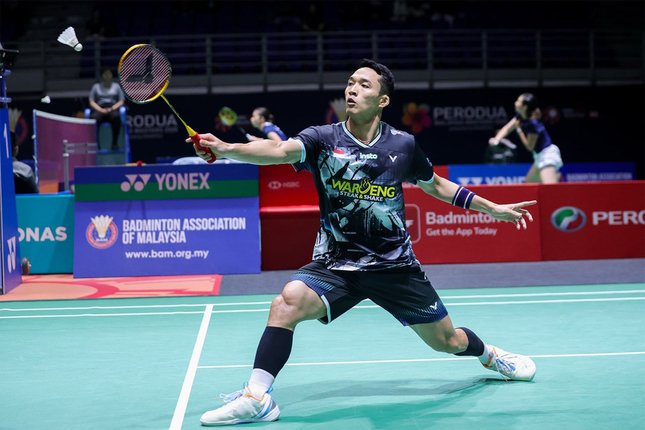 Jonatan Christie saat berlaga Malaysia Masters 2026. (c) PBSI