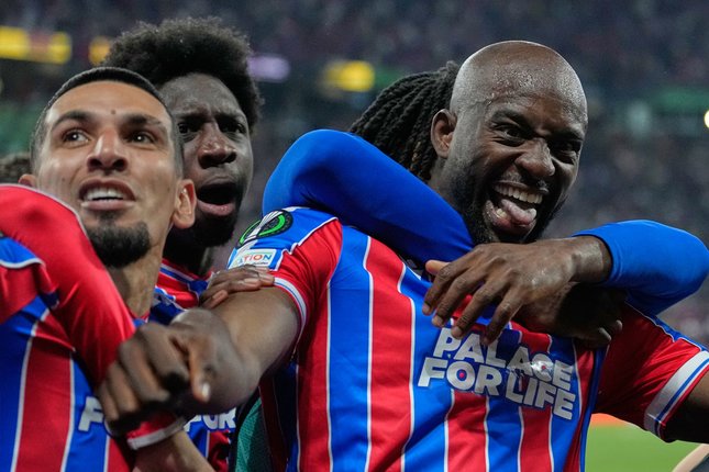 Crystal Palace Sabet Juara UEFA Conference League Skuad Crystal Palace merayakan gol Jean-Philippe Mateta di final UEFA Confrence League, Kamis (28/5/2026) (c) AP Photo/Ebrahim Noroozi