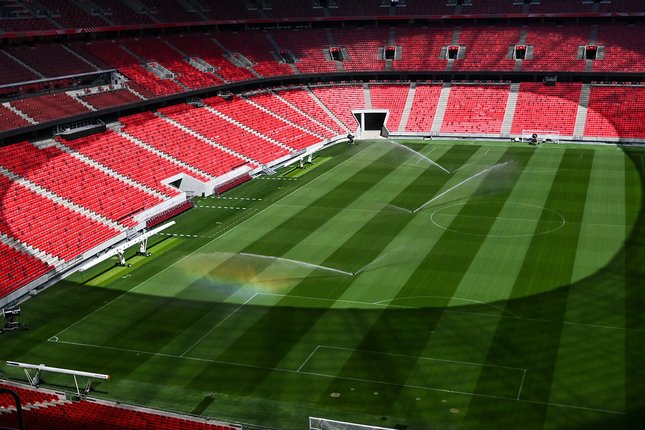 Penampakan stadion Puskas Arena yang akan menjadi venue final Liga Champions 2025-2026 antara PSG vs Arsenal, 30 Mei 2026. (c) Tibor Illyes/MTI via AP