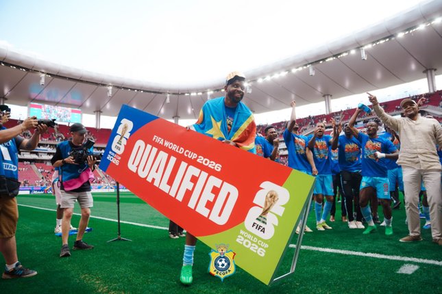 Skuad Republik Demokratik Kongo merayakan keberhasilan lolos ke putaran final Piala Dunia 2026 (c) Fecofa RDC_Officiel