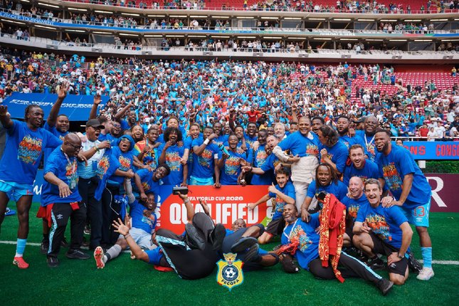 Skuad Republik Demokratik Kongo merayakan keberhasilan lolos ke putaran final Piala Dunia 2026 (c) Fecofa RDC_Officiel