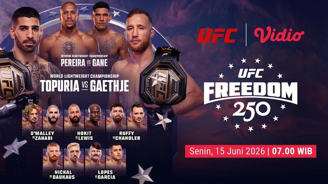 Fight Card UFC Freedom Night 250: Siap Mengguncang Dunia MMA Tayang Hanya di Vidio Fight Card UFC Freedom Night 250: Siap Mengguncang Dunia MMA Tayang Hanya di Vidio