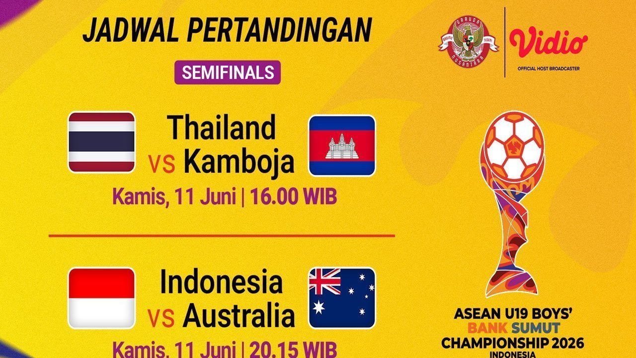 Jadwal ASEAN U19 Boys Championship 2026 (AFF U19) - Semifinal di Vidio Jadwal ASEAN U19 Boys Championship 2026 (AFF U19) - Semifinal di Vidio