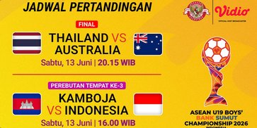 Jadwal dan Link Live Streaming Piala AFF U-19 di Vidio: Perebutan Juara Tiga Indonesia vs Kamboja dan Partai Puncak Jadwal dan Link Live Streaming Piala AFF U-19 di Vidio: Perebutan Juara Tiga Indonesia vs Kamboja dan Partai Puncak