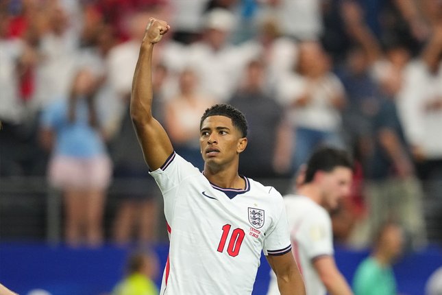 Bellingham dan Rashford Kunci Kemenangan Pemain Inggris Jude Bellingham merayakan gol pada laga Grup L Piala Dunia 2026 antara Inggris vs Kroasia di Arlington, Texas, dekat Dallas, Rabu, 17 Juni 2026 (c) AP Photo/Julio Cortez