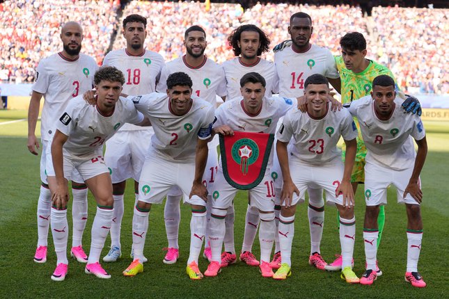 Skuad Timnas Maroko di pertandingan kedua Piala Dunia 2026 (c) AP Photo/Charles Krupa