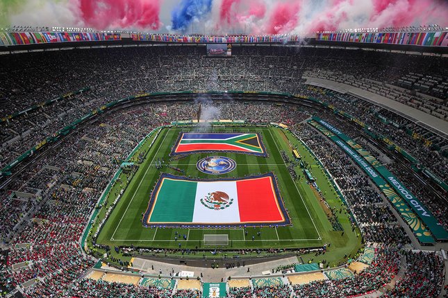 Estadio Azteca Kembali Menjadi Jantung Piala Dunia Pemandangan Estadio Azteca menjelang pertandingan Grup A Piala Dunia 2026 antara Meksiko vs Afrika Selatan 12 Juni 2026 (c) AP Photo/Antonio Felix