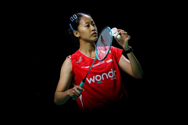 China Menanti Indonesia di Babak Semifinal Putri Kusuma Wardani saat berlaga di Indonesia Open 2026. (c) Bola.net/Bagaskara Lazuardi