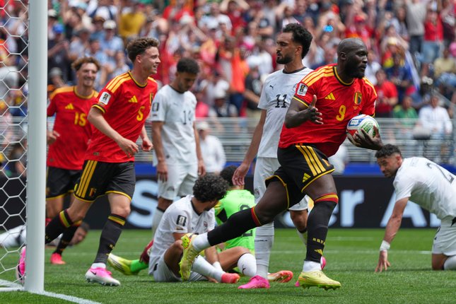 Lukaku Tunjukkan Pengaruh Instan dari Bangku Cadangan Selebrasi Romelu Lukaku dalam laga Belgia vs Mesir di Grup G Piala Dunia 2026, Selasa (16/6/2026). (c) AP Photo/Manu Fernandez