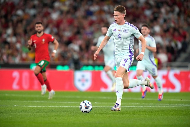Gelandang Skotlandia, Scott McTominay saat laga UEFA Nations League melawan Portugal, 8 September 2024 silam. (c) AP Photo/Armando Franca