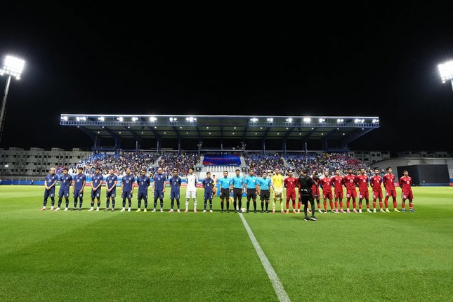 Drama Dua Babak di Markas Skuad Gajah Perang Laga FIFA Matchday antara Thailand vs Kuwait berakhir imbang 2-2. (c) FA Thailand
