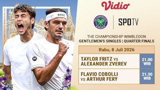 ATP Wimbledon 2026 Quarterfinal: Penuh Tantangan dan Kejutan! Saksikan di Vidio ATP Wimbledon 2026 Quarterfinal: Penuh Tantangan dan Kejutan! Saksikan di Vidio