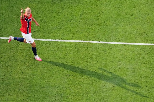 Pemain Norwegia Erling Haaland merayakan kemenangan setelah laga babak 16 besar Piala Dunia 2026 antara Brasil vs Norwegia di East Rutherford, New Jersey, dekat New York, Minggu, 5 Juli 2026 (c) AP Photo/Matt Slocum