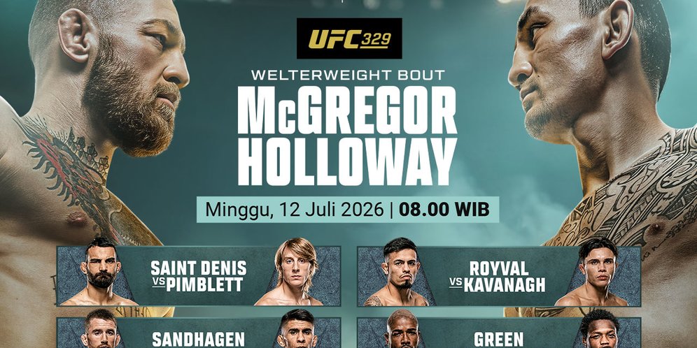 Fight Card UFC 329: McGregor vs Holloway Jadi Duel Paling Dinantikan, Saksikan Eksklusif di Vidio Fight Card UFC 329: McGregor vs Holloway Jadi Duel Paling Dinantikan, Saksikan Eksklusif di Vidio