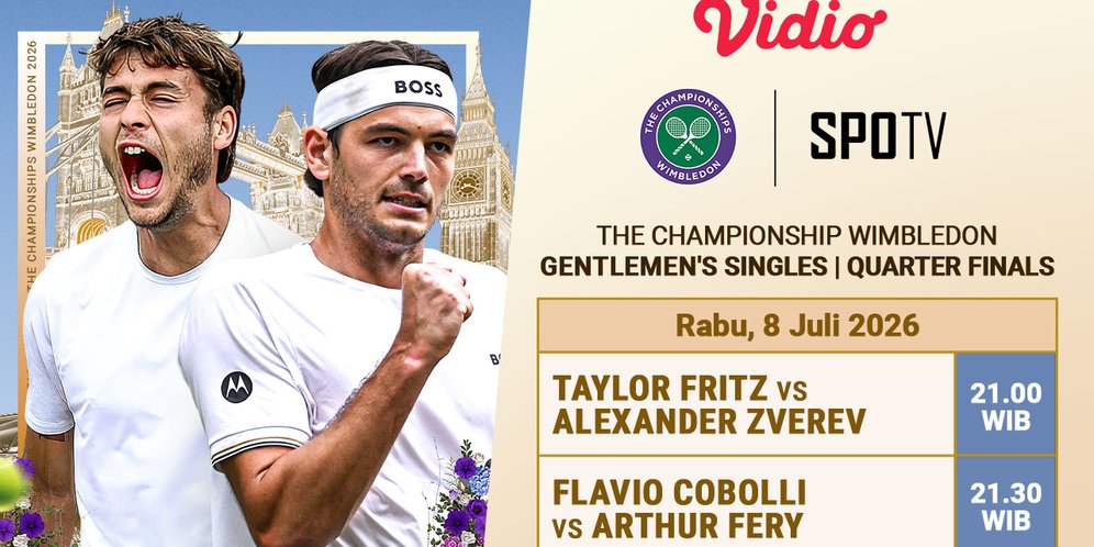 ATP Wimbledon 2026 Quarterfinal: Penuh Tantangan dan Kejutan! Saksikan di Vidio ATP Wimbledon 2026 Quarterfinal: Penuh Tantangan dan Kejutan! Saksikan di Vidio
