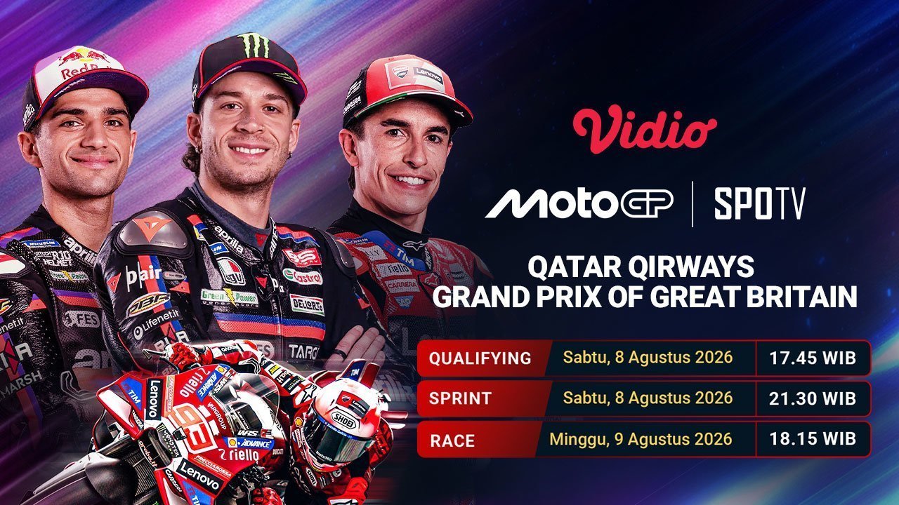 MotoGP Qatar Airways Grand Prix of Great Britain 2026: Tantangan dari Silverstone Streaming di Vidio MotoGP Qatar Airways Grand Prix of Great Britain 2026: Tantangan dari Silverstone Streaming di Vidio