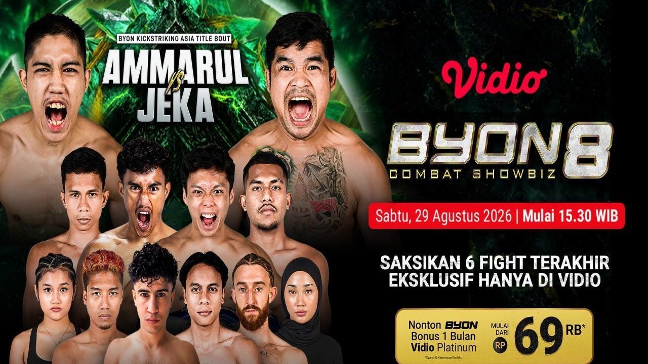 Jadwal Byon Combat Showbiz 8: Hadirkan 13 Duel Fighter dari Indonesia dan Mancanegara di Vidio
