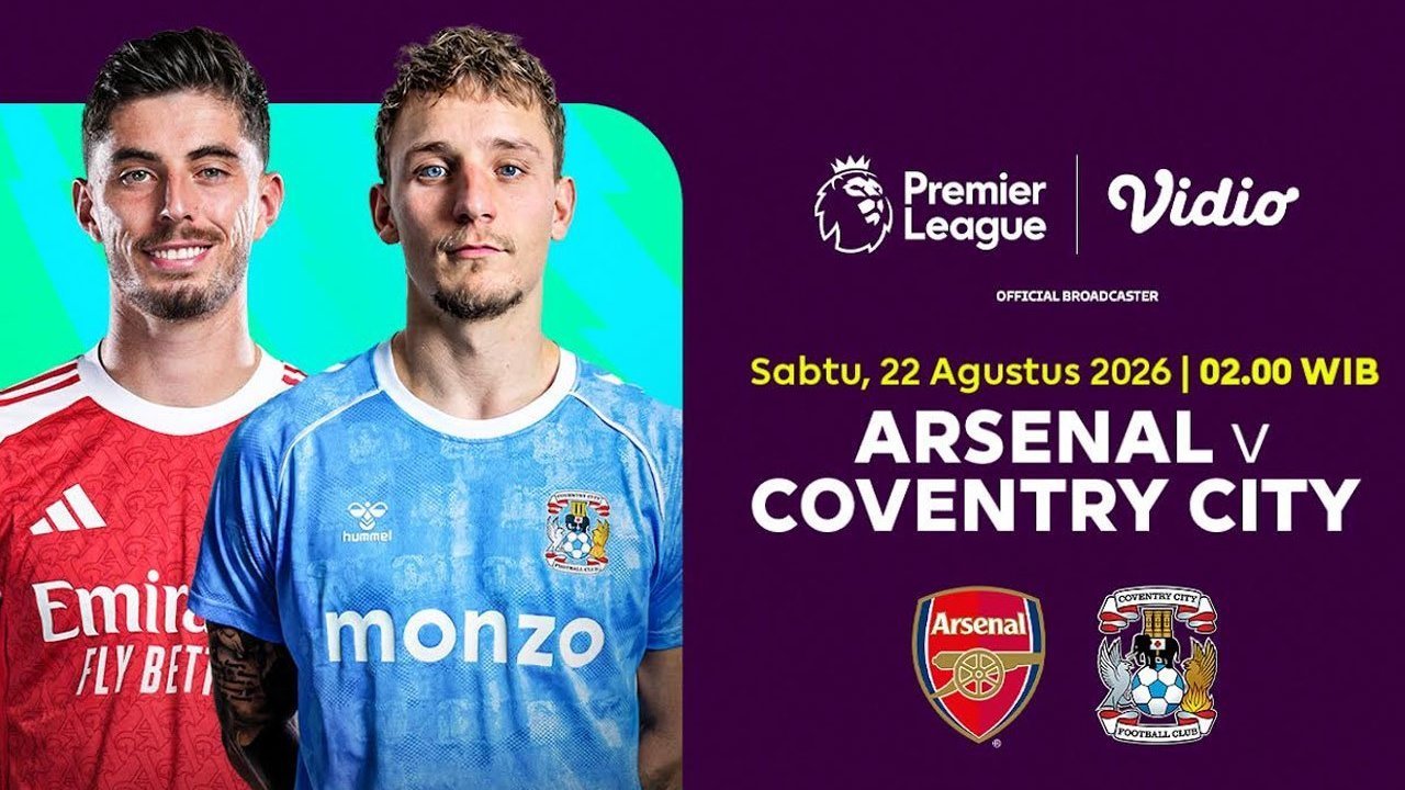 Premier League 2026/27 - Arsenal vs Coventry City: Head-to-Head Sang Juara dan Tim Promosi di Vidio Premier League 2026/27 - Arsenal vs Coventry City: Head-to-Head Sang Juara dan Tim Promosi di Vidio