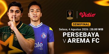 Jadwal Semifinal Piala Presiden 2026 - Persebaya vs Arema FC: Bajul Ijo Andalkan Tren Positif di Vidio Jadwal Semifinal Piala Presiden 2026 - Persebaya vs Arema FC: Bajul Ijo Andalkan Tren Positif di Vidio