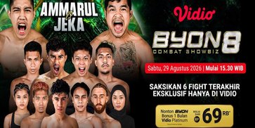 Jadwal Byon Combat Showbiz 8: Hadirkan 13 Duel Fighter dari Indonesia dan Mancanegara di Vidio Jadwal Byon Combat Showbiz 8: Hadirkan 13 Duel Fighter dari Indonesia dan Mancanegara di Vidio