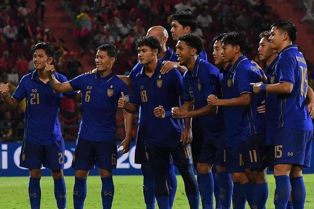 Thailand Jadi Rival Terdekat Indonesia Pemain Thailand merayakan gol ke gawang Myanmar di AFF 2026, Sabtu (8/8/2026) malam WIB. (c) Aseanutdfc