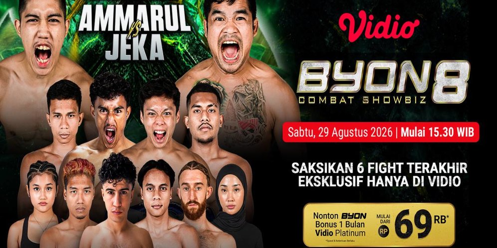 Mulai Rp 69 Ribu! Pay Per View Byon Combat Showbiz 8 Saksikan di Vidio Mulai Rp 69 Ribu! Pay Per View Byon Combat Showbiz 8 Saksikan di Vidio