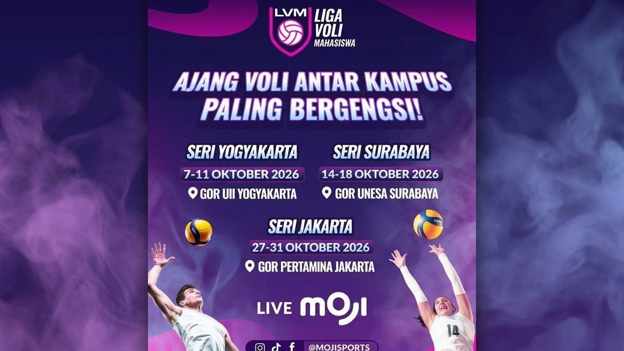 MOJI Resmi Gelar Liga Voli Mahasiswa 2026, 36 Tim Siap Adu Kekuatan di 3 Kota MOJI Resmi Gelar Liga Voli Mahasiswa 2026, 36 Tim Siap Adu Kekuatan di 3 Kota