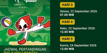 Jadwal Asian Games 2026 Beach Volleyball: Persaingan Fase Grup Putra & Putri Berlanjut Hanya di Vidio Jadwal Asian Games 2026 Beach Volleyball: Persaingan Fase Grup Putra & Putri Berlanjut Hanya di Vidio
