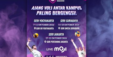 MOJI Resmi Gelar Liga Voli Mahasiswa 2026, 36 Tim Siap Adu Kekuatan di 3 Kota MOJI Resmi Gelar Liga Voli Mahasiswa 2026, 36 Tim Siap Adu Kekuatan di 3 Kota