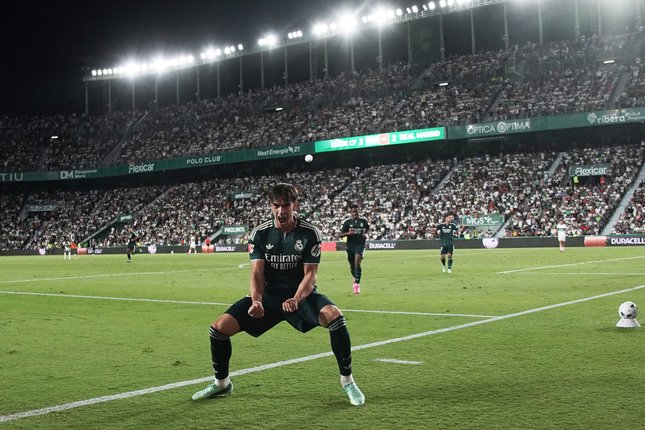 4. Carlos Espi (Real Madrid) Carlos Espi merayakan gol ketiga Real Madrid saat menghadapi Elche pada pertandingan La Liga Spanyol (c) AP Photo/Alberto Saiz