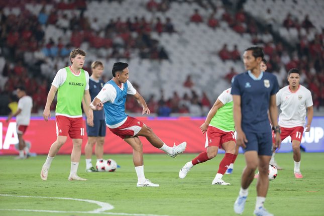 Rizky Ridho pada sesi latihan bersama Timnas Indonesia jelang laga FIFA ASEAN Cup 2026 (c) Budy Santoso