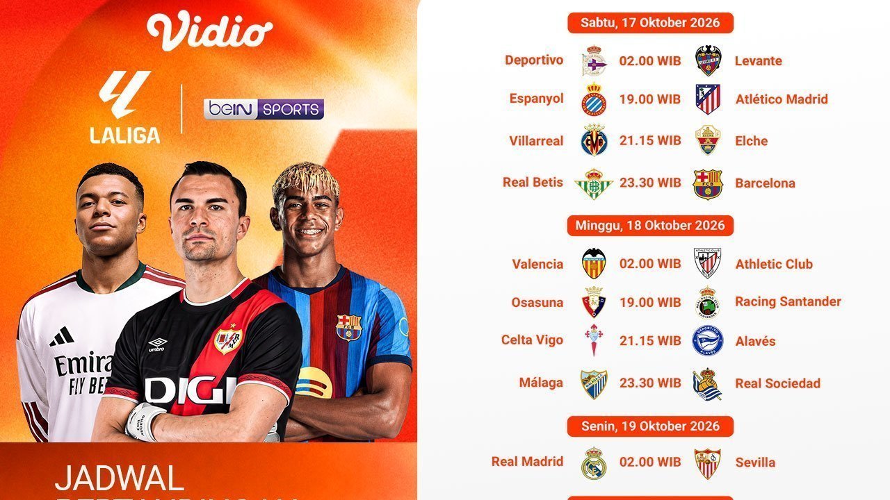 La Liga 2026/27 Matchweek 9: Real Betis vs Barcelona Hingga Real Madrid vs Sevilla di Vidio La Liga 2026/27 Matchweek 9: Real Betis vs Barcelona Hingga Real Madrid vs Sevilla di Vidio