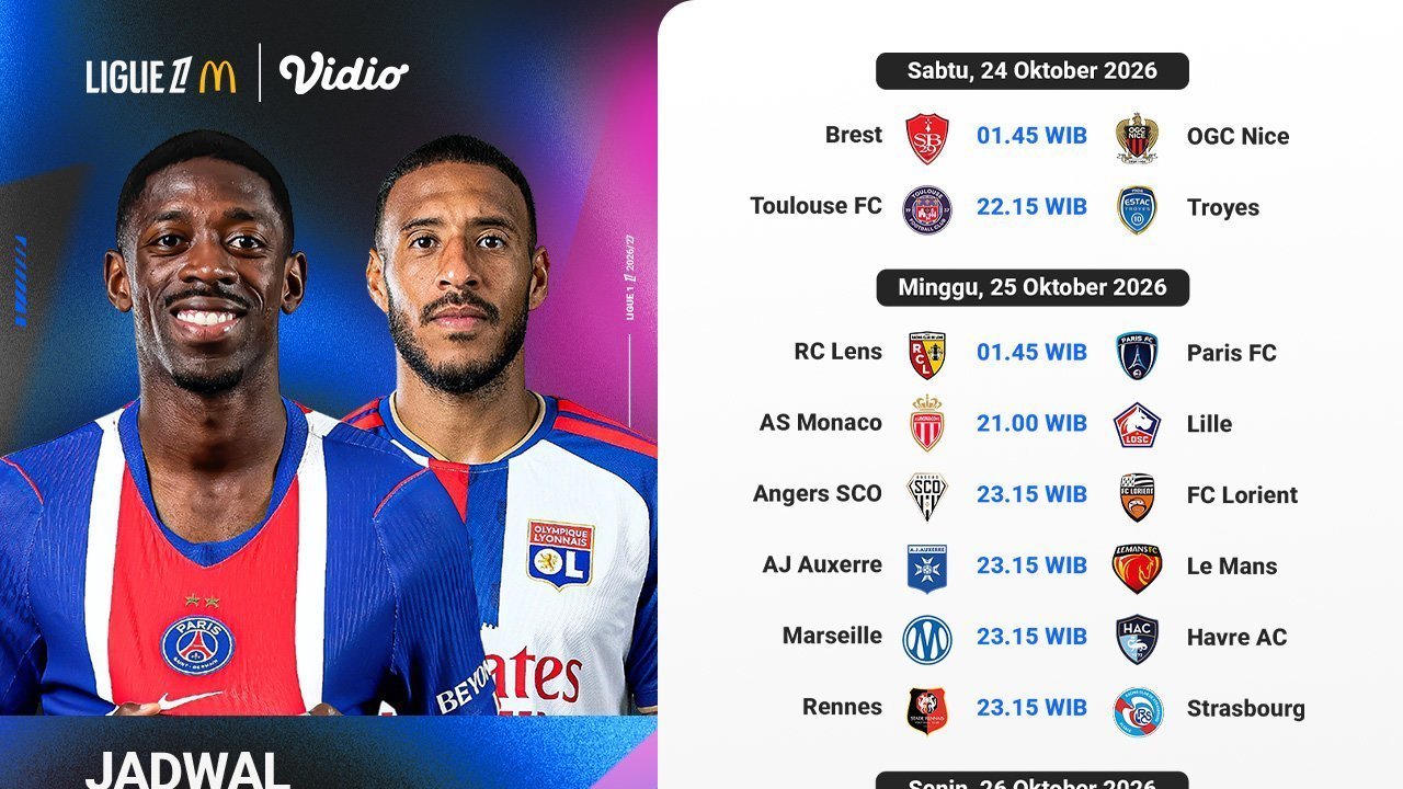 Agenda Nonton Ligue 1 2026/27 Pekan ke-8 Streaming Hanya di Vidio