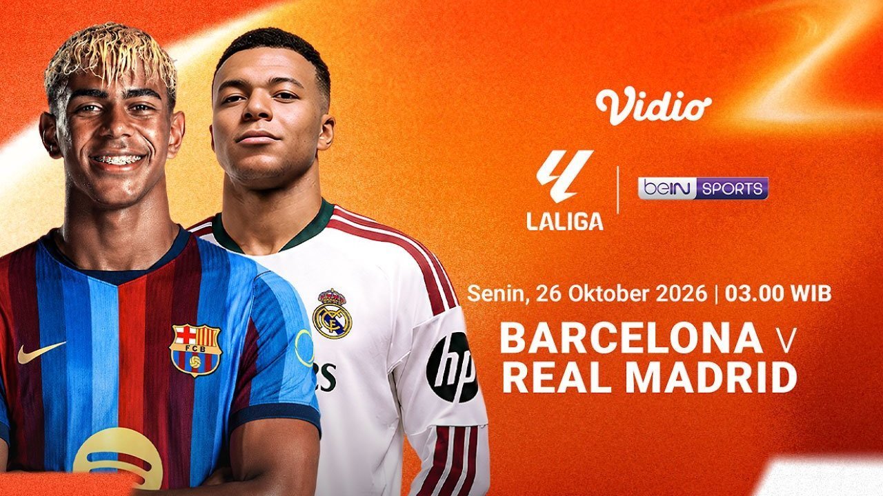 Barcelona vs Real Madrid: El Clasico Panaskan Liga Spanyol 2026/27 Matchweek ke-10 Saksikan di Vidio Barcelona vs Real Madrid: El Clasico Panaskan Liga Spanyol 2026/27 Matchweek ke-10 Saksikan di Vidio