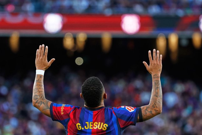 Prediksi Starting XI Galatasaray vs Barcelona Pemain Barcelona Gabriel Jesus merayakan gol dalam laga La Liga antara Barcelona vs Getafe di Barcelona, Spanyol, Sabtu, 10 Oktober 2026 (c) AP Photo/Joan Monfort