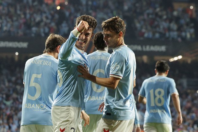 Laporan Jalannya Pertandingan Hugo Alvarez merayakan golnya untuk Celta Vigo pada laga Liga Europa 2026/2027 lawan Juventus (c) AP Photo/Lalo R. Villar