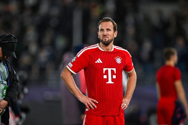 Pemain Bayern Munchen Harry Kane setelah pertandingan Liga Champions melawan Viking, Rabu (14/10/2026). (c) Carina Johansen/NTB via AP