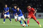 Aksi Pemain Lapis Kedua Timnas Indonesia U-22 saat Melawan Kamboja