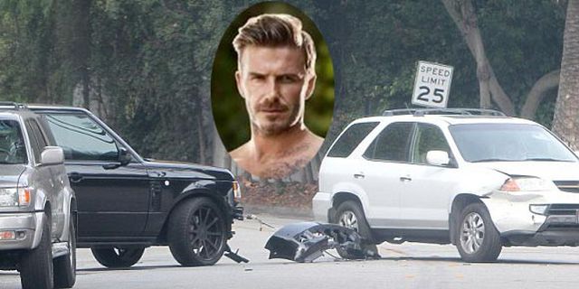 Foto-foto Kecelakaan Mobil Yang Dialami Beckham