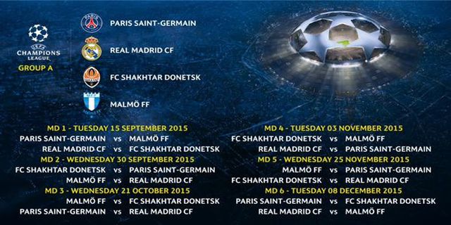 Fakta Grup A: PSG, Madrid, Shakhtar, Malmo