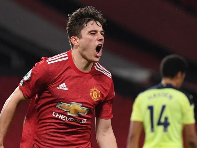 Bintang Manchester United, Daniel James merayakan gol ke gawang Newcastle, Senin (22/2/2021) (c) Pool Getty via AP Photo