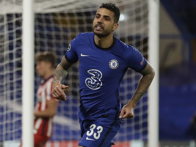 Emerson Palmieri merayakan golnya ke gawang Atletico Madrid pada leg kedua babak 16 Besar Liga Champions (c) AP Photo
