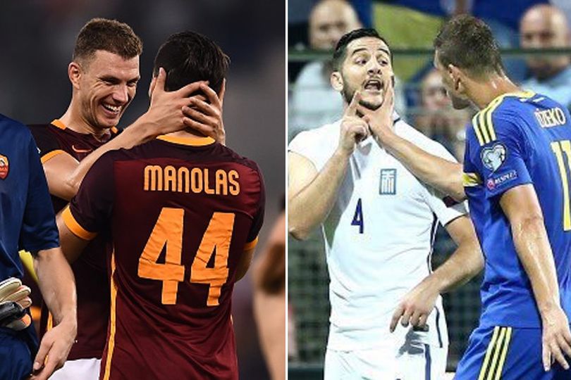 Foto: Pertengkaran Dzeko dan Manolas