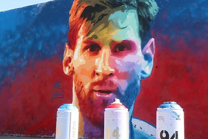 Mural Lionel Messi di Jalanan Barcelona