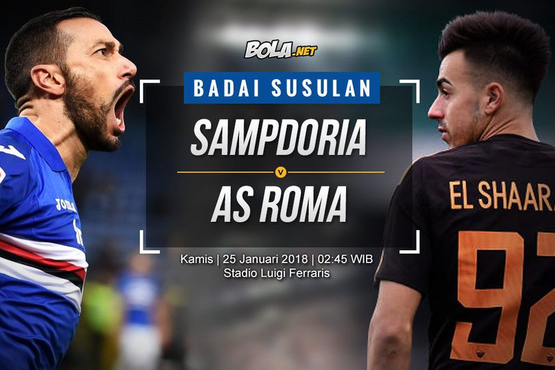 Prediksi Sampdoria vs AS Roma 25 Januari 2018