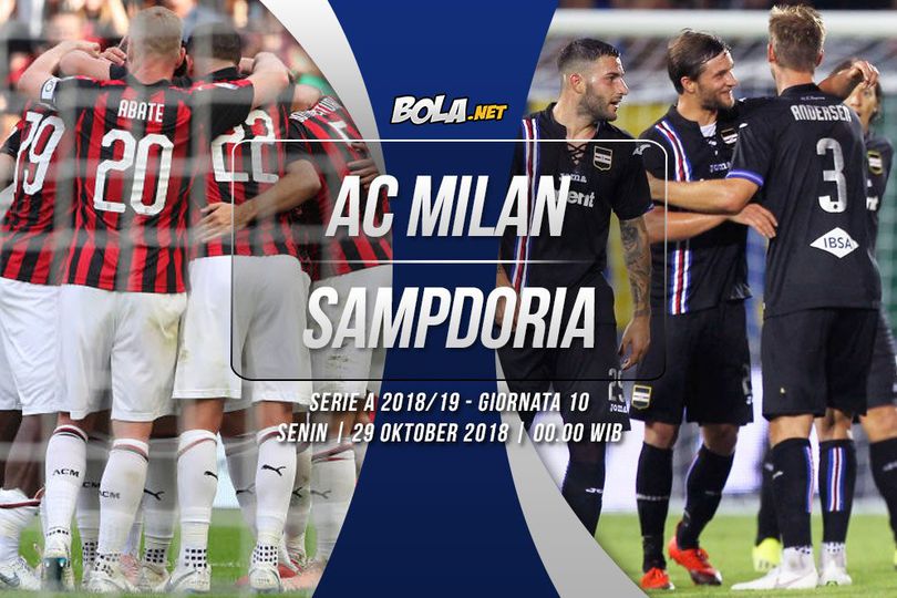 Prediksi AC Milan vs Sampdoria 29 Oktober 2018