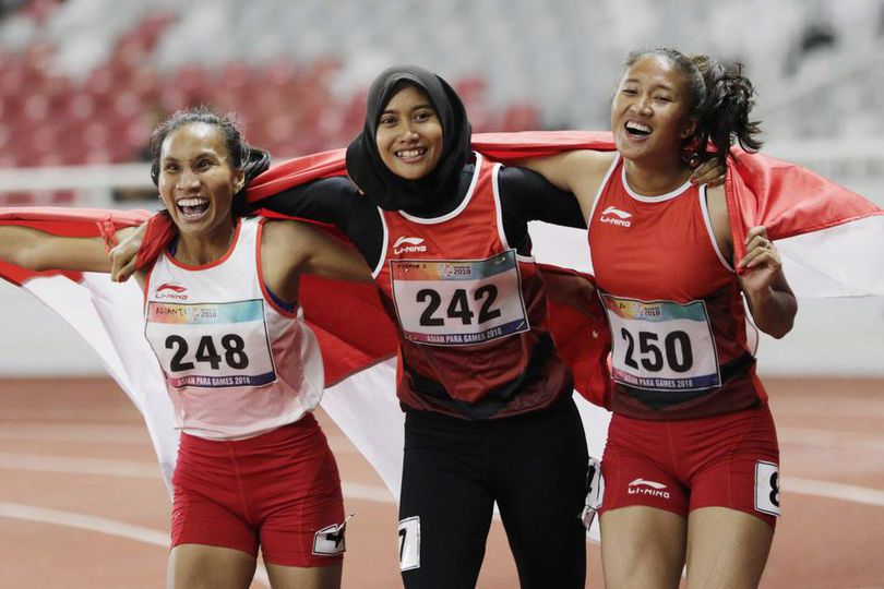 Bangga, Tiga Pelari Putri Indonesia Kuasai Podium Lari 100 Meter Asian Para Games 2018